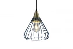 Decoração Tess lâmpada pendente de arame de metal azul em forma de cone 2578