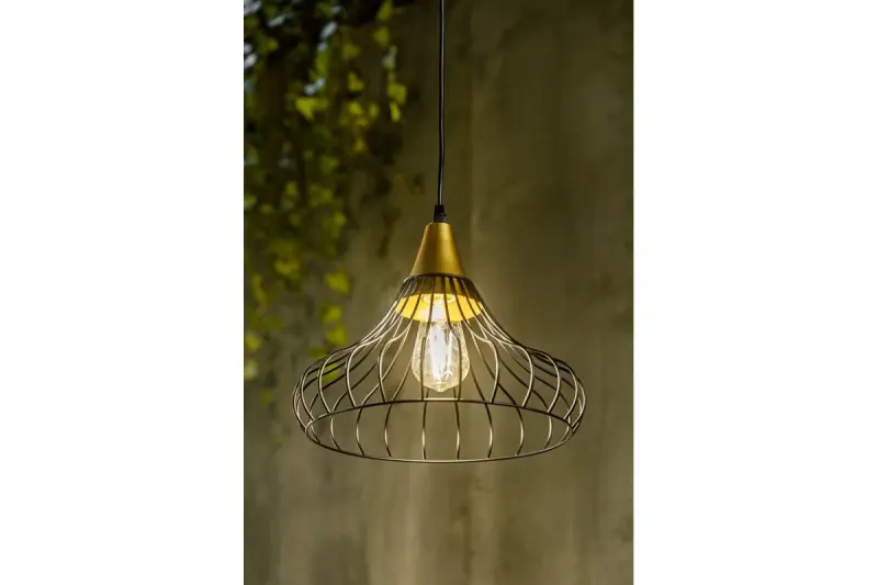 Decoração Lotte pendente vintage de arame preto em forma de cone 2622