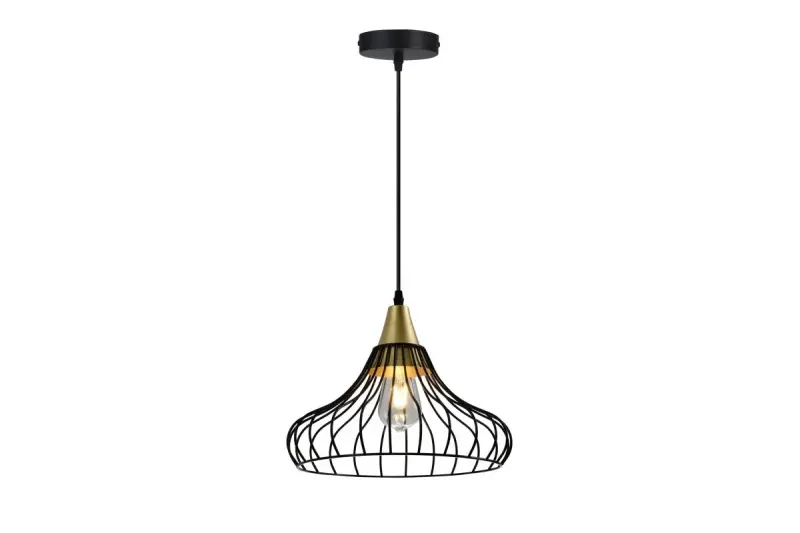 Decoração Lotte pendente vintage de arame preto em forma de cone 2622