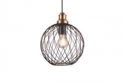 Decor Viela pendente de metal preto em forma de fio, formato esférico, diâmetro de 25 cm 6972