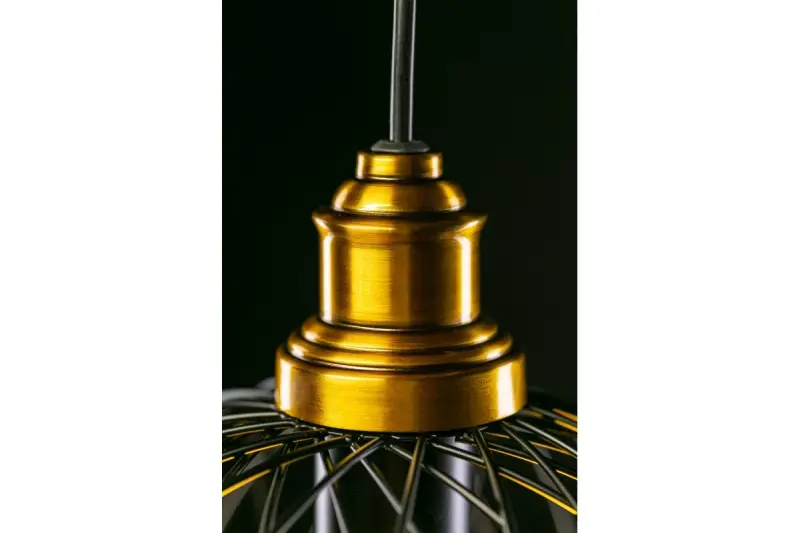 Decor Viela pendente de metal preto em forma de fio, formato esférico, diâmetro de 25 cm 6972