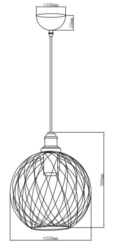 Decor Viela pendente de metal preto em forma de fio, formato esférico, diâmetro de 25 cm 6972