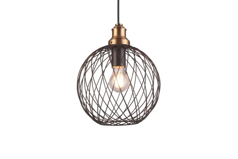 Decor Viela pendente de metal preto em forma de fio, formato esférico, diâmetro de 25 cm 6972