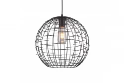 Luminária Pendente Decor Viela em Metal Preto e Dourado de Forma Esférica com Diâmetro de 35 cm 6996.
