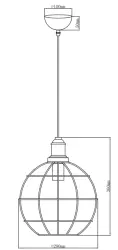 Luminária pendente Decor Viela de metal em forma de fio dourado envelhecido, formato esférico, diâmetro 29 cm 7016.