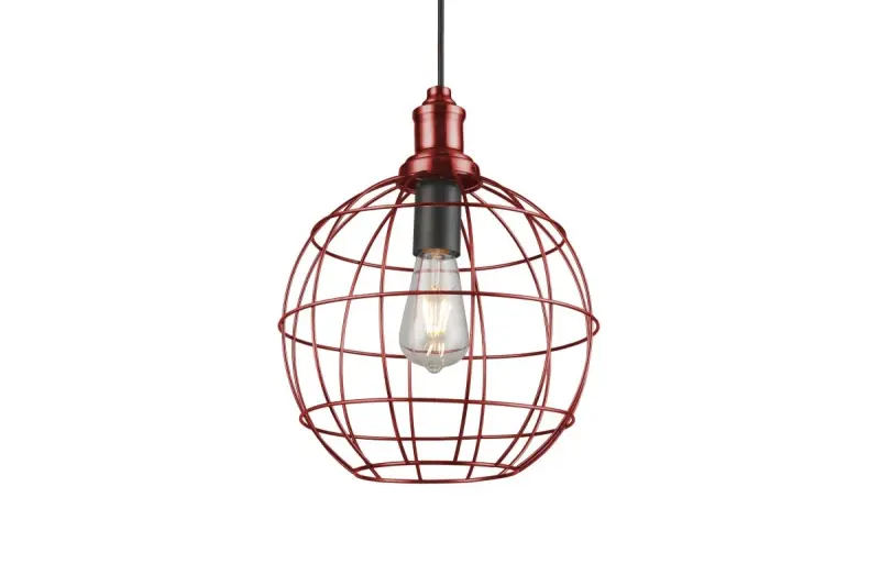Luminária pendente Decor Viela de metal em forma de fio dourado envelhecido, formato esférico, diâmetro 29 cm 7016.