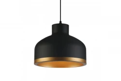 Lâmpada pendente moderna Decor Goldi preto dourado diâmetro 30 cm 4090