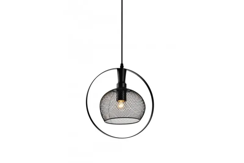Luminária pendente Decor Xalis com cúpula de fio preto e borda de metal, diâmetro de 19,5 cm, 7214