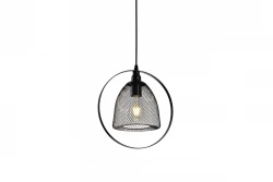 Luminária pendente Decor Xalis com cúpula de fio preto e borda de metal, diâmetro de 18,5 cm 7320