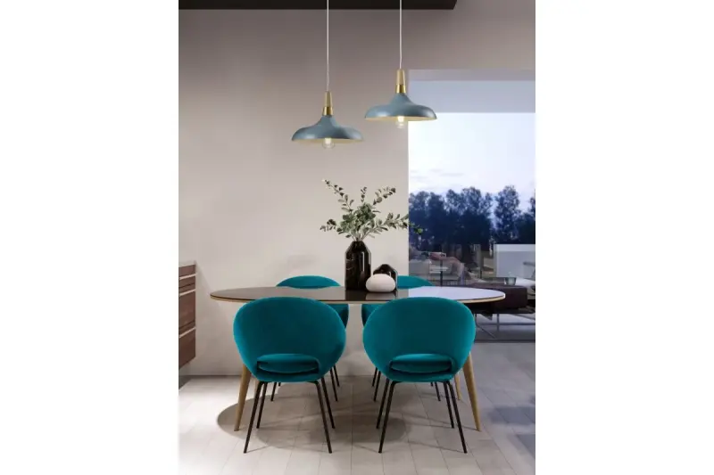 Luminária pendente moderna azul Decor Skandi 35 cm de diâmetro 7429