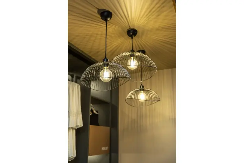 Decoração Retro vintage pendente de arame preto 40 cm de diâmetro 4137