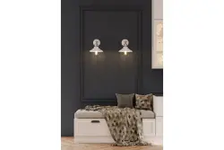 Lâmpada de parede ajustável branca Decor Loret, diâmetro de 20 cm, modelo 7871.