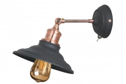 Lâmpada de parede ajustável preta Decor Loret com interruptor, 20 cm de diâmetro, 7901.