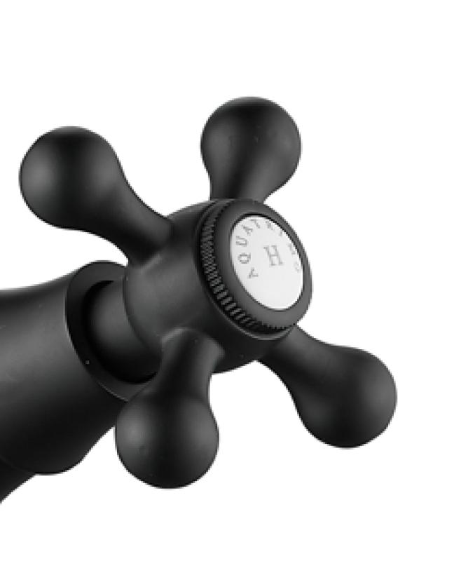 AquaTrimo Windsor torneira de cozinha clássica nostálgica com bico angular preto fosco 21WS7531SW