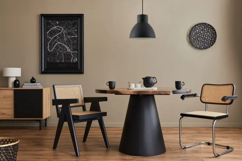 Lâmpada pendente Decor Dante preto fosco com interior branco diâmetro 27,5 cm 2119