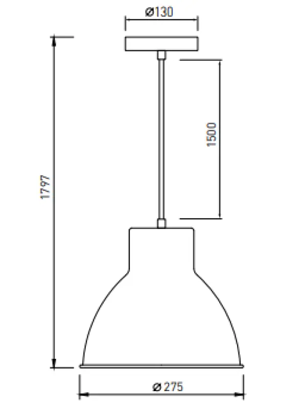 Lâmpada pendente Decor Dante preto fosco com interior branco diâmetro 27,5 cm 2119