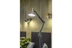 Lâmpada de chão Decor Artemia preta com braço longo de metal, diâmetro de 16,5 cm, 2355