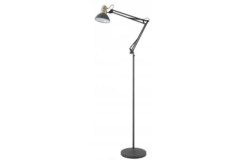 Lâmpada de chão Decor Artemia preta com braço longo de metal, diâmetro de 16,5 cm, 2355