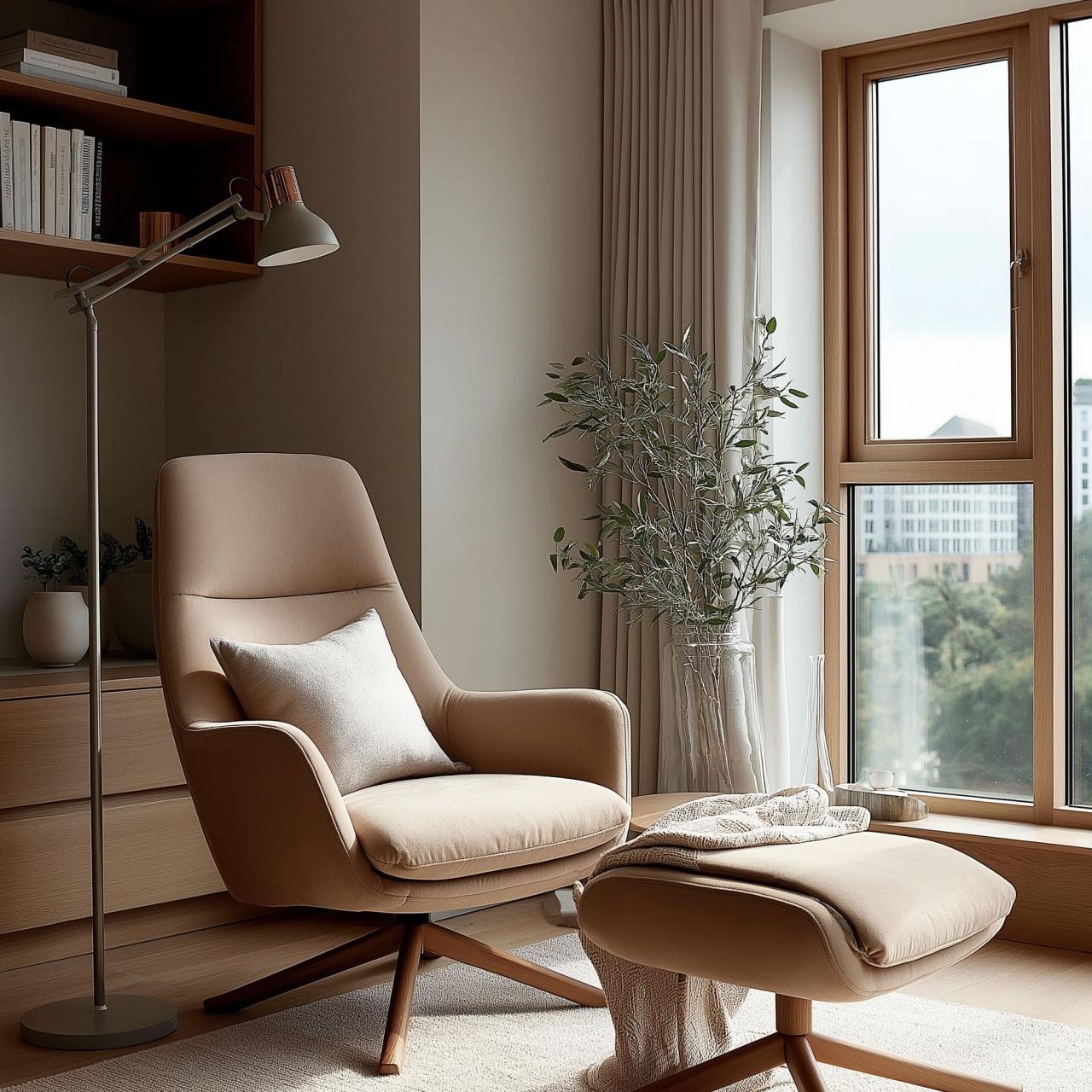Luminária de chão cinza Decor Artemia com braço longo de metal, diâmetro de 16,5 cm, 2300 - Productafbeelding 2
