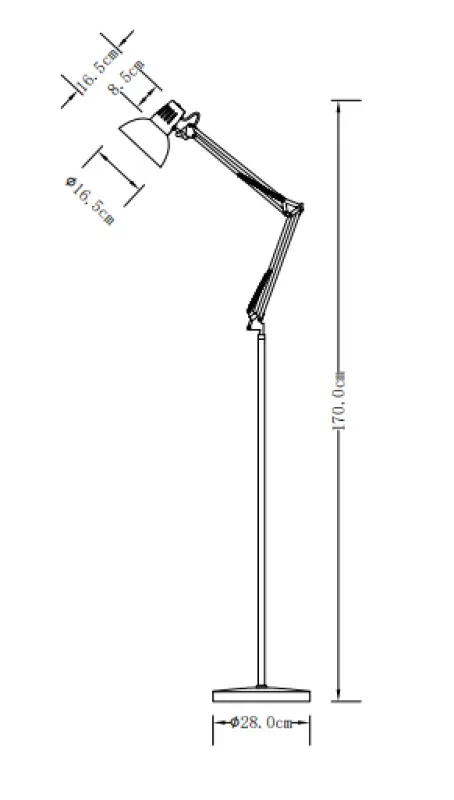 Decor Artemia grey floor lamp long metal arm diameter 16,5 cm 2300