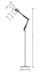 "Luminária de chão branca Decor Artemia com braço longo de metal, diâmetro de 16,5 cm 2409"
