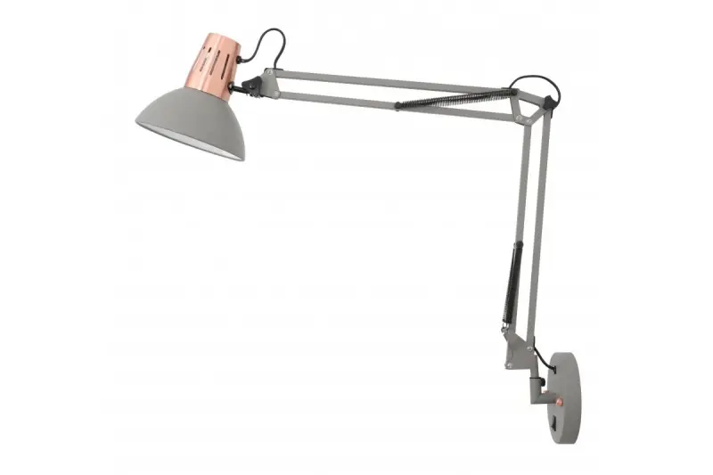 Decoração Artemia aplique de parede cinza com braço de metal e interior branco, diâmetro de 16,5 cm, 2157