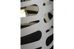 Luminária suspensa cinza Decor Marisa com espaços horizontais afunilados, para até 3 lâmpadas, diâmetro de 40 cm 2607.