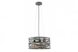 Luminária suspensa cinza Decor Marisa com espaços horizontais afunilados, para até 3 lâmpadas, diâmetro de 40 cm 2607.