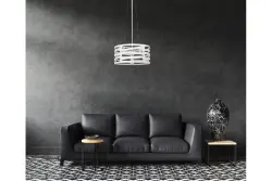 Decor Marisa pendente branco com espaços horizontais cônicos, máx. 3 lâmpadas, diâmetro de 40 cm, 2782