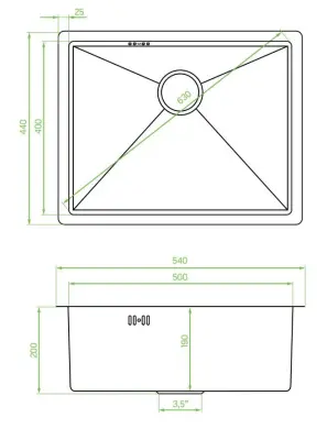Aquadesign Sinks pia de aço inoxidável dourada cor PVD dourado 50x40 submontagem plana e montagem à vista 1208957698