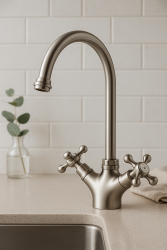 AquaTrimo Windsor cozinha clássica torneira de cozinha nostálgica com bica redonda inox 21WS7652NM