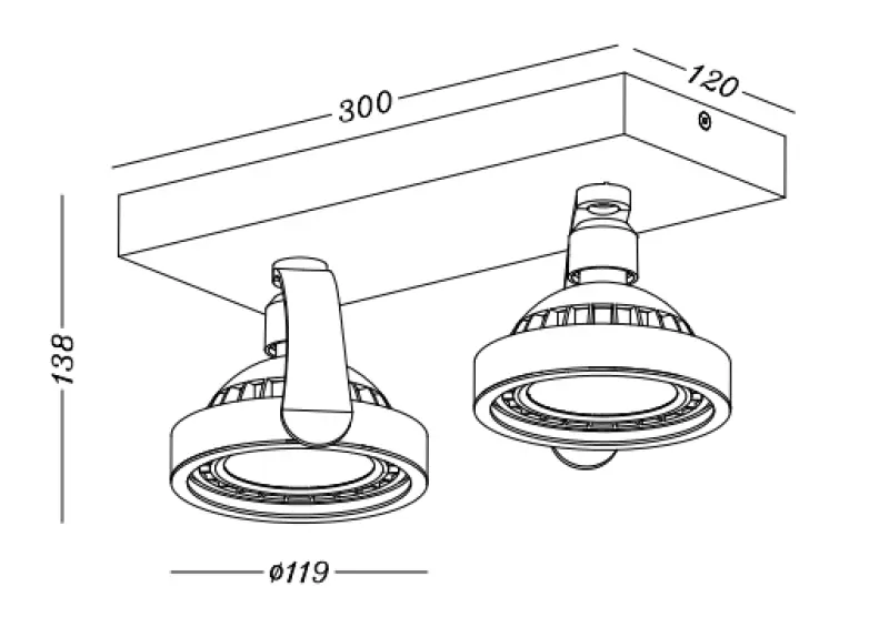 Plafondlamp ou arandel antracite Decor Wally em cabeça móvel com 2 fontes de luz 4304