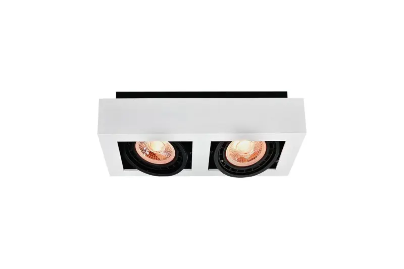 Decor Loid functional rectangular white ceiling lamp with 2 bulbs 4663