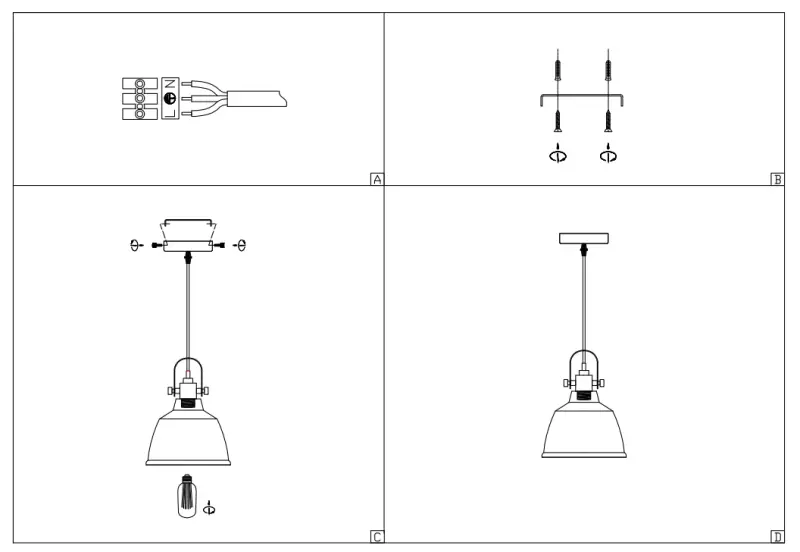 Decor Muscari II black pendant lamp with smoked glass in metallic finish and brass lamp holder 3688