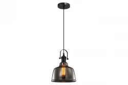 Luminária pendente Decor Muscari II preta com vidro fumê em acabamento metálico, cúpula e suporte de lâmpada pretos 3862