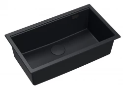 Quadri Newport II pia grande e funda de granito, montagem superior e inferior, pia preta 76x45 1208957855