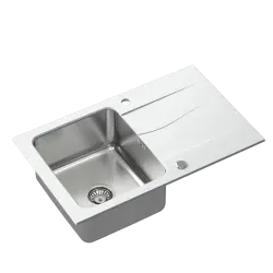 Pia de montagem Quadri Fusion em aço inoxidável com escorredor de granito branco 78x48 reversível 1208957868