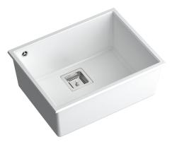 Quadri Quadrangle pia embutida de granito branco 55x42cm com plugue de aço inoxidável 1208957884