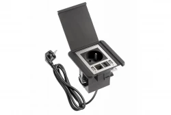 Indux Flip tomada embutida com terra preto fosco com 2xUSB A, 1xRJ45 e conexão HDMI preto 1208957915