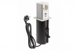 Indux Push tomada extensível de terra branca com 1xUSB A e 1xUSB C com tampa de aço inoxidável 1208957929
