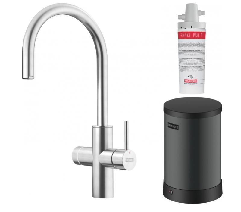 Franke Maris Water Hub Boiler 4L 3-em-1 com Torneira Eletrônica Touch para Água Fervente em Aço Inoxidável com Bypass Waterhub 1208957944