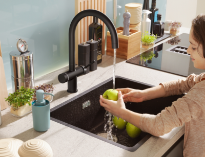 Franke Maris water hub 4L caldeira 3-1 com torneira eletrônica de água fervente Touch preto fosco 160.0702.518