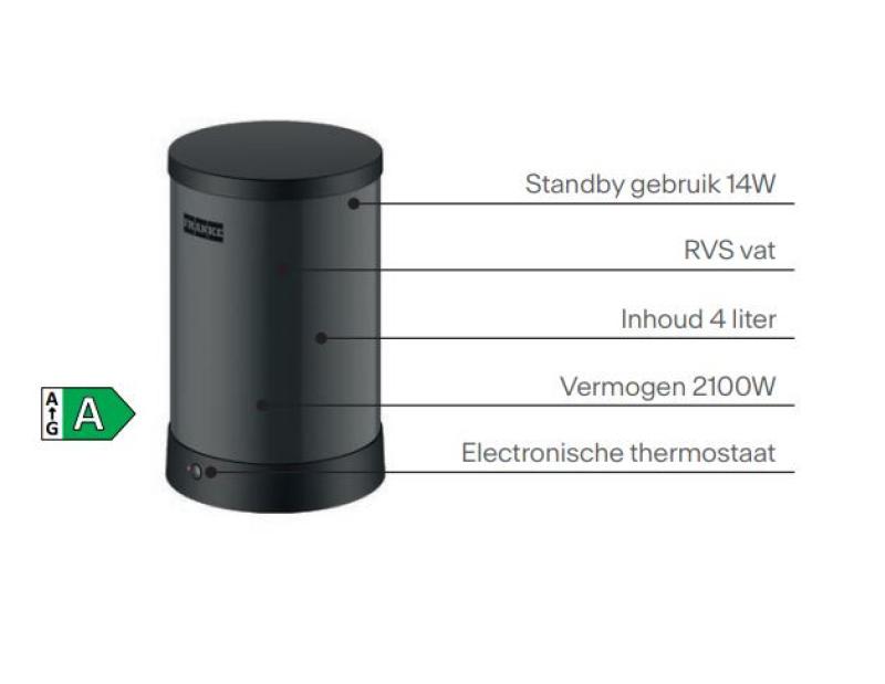 Franke Maris water hub 4L caldeira 3-1 com torneira eletrônica de água fervente Touch preto fosco 160.0702.518