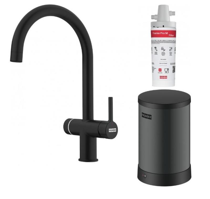 Franke Maris waterhub 4L caldeira 3-1 com torneira eletrônica de água fervente Touch preto fosco com conjunto de mistura waterhub 1208957949