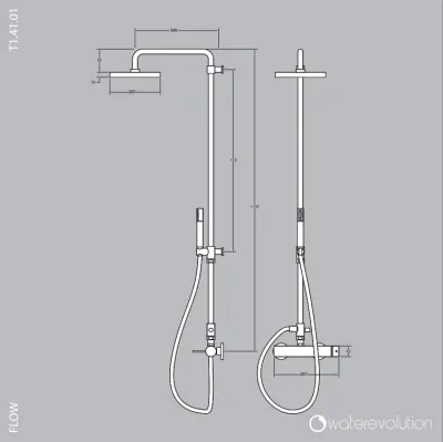 Conjunto de chuveiro Watervolution Flow com chuveiro tipo ducha em preto mate T141PR