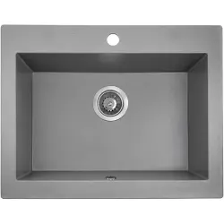 Aquadesign Farmhouse pia de granito cinza 58x49cm 1208958165 para instalação sobreposta ou embutida
