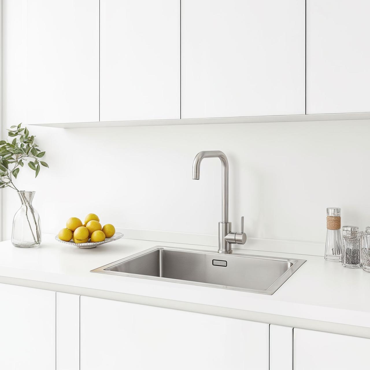 Torneira de cozinha Ausmann Inox Square com bica giratória totalmente em aço inoxidável 1208958309