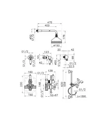 Huber Croisette Conjunto de Chuveiro Termostático Embutido Cromado 912.CS01H.CR