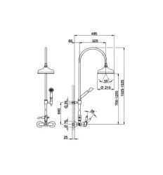 Huber Croisette Conjunto de Chuveiro 21cm Cromado/Ouro CM0040507G