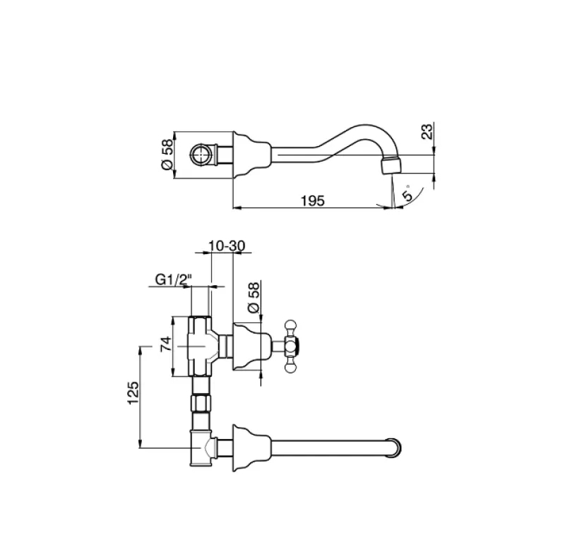 Torneira de lavatório Huber Victorian 3 furos inoxidável VT0035102A